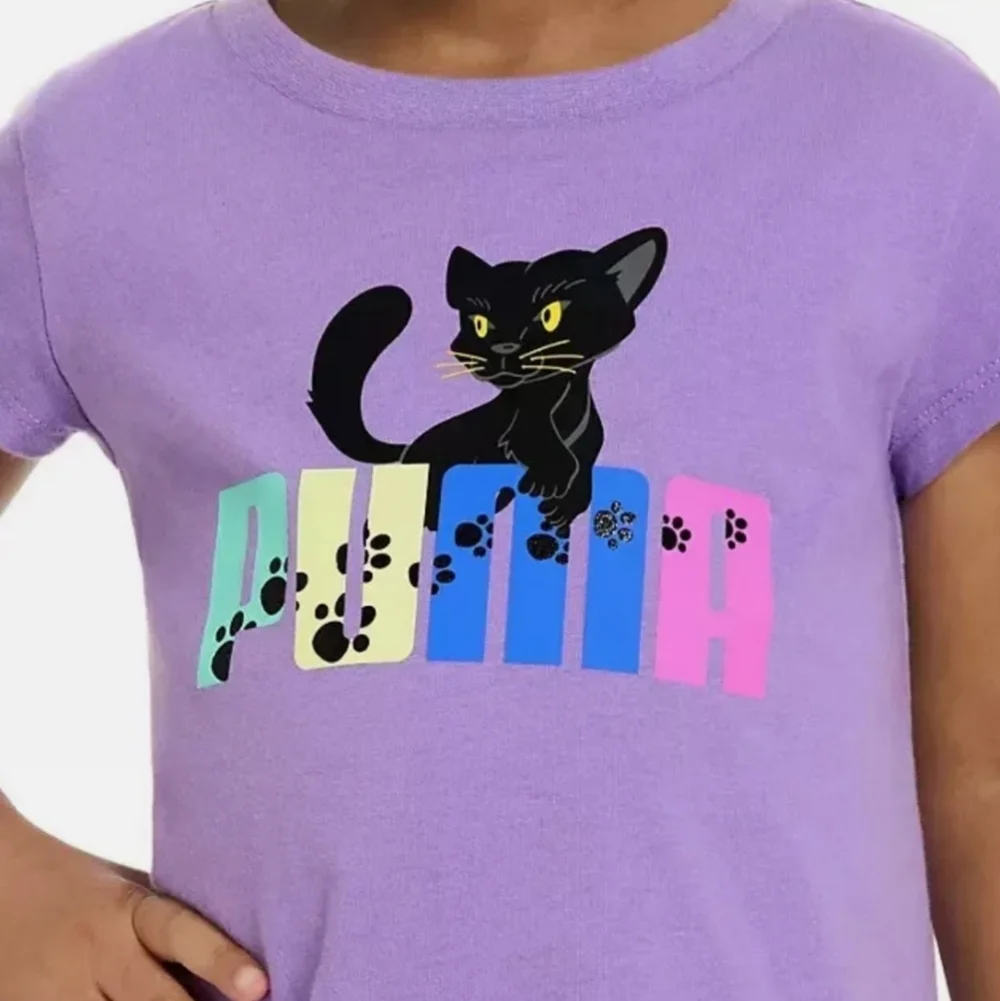 Purple Cat Graphic T-Shirt and Black Leggings Set - Picture 3 of 6